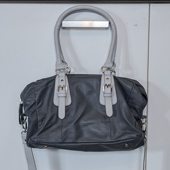 Nina Raye Handbags - Nina Raye Lamb Leather Chic Sporty Super Soft Luxurious Crossbody Satchel Gray